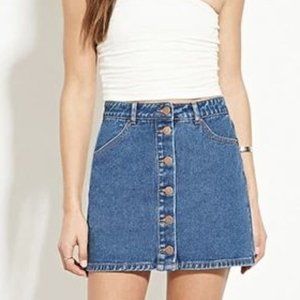 Forever 21 Button-Down Denim Mini Skirt